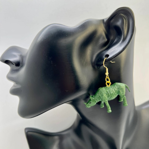 Rhino Earrings - Animal Earrings - Zoo Earrings - Teacher Earrings - Safari - Picture 9 of 9